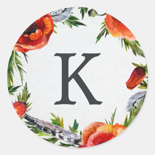 Sticker Monogram Red Poppies (Devant)