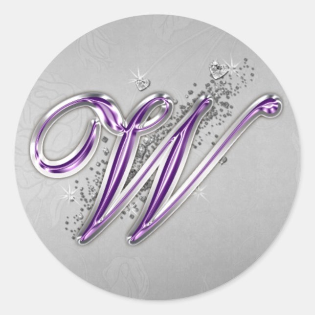 Sticker Monogram W pour Parties scintillant violet (Devant)