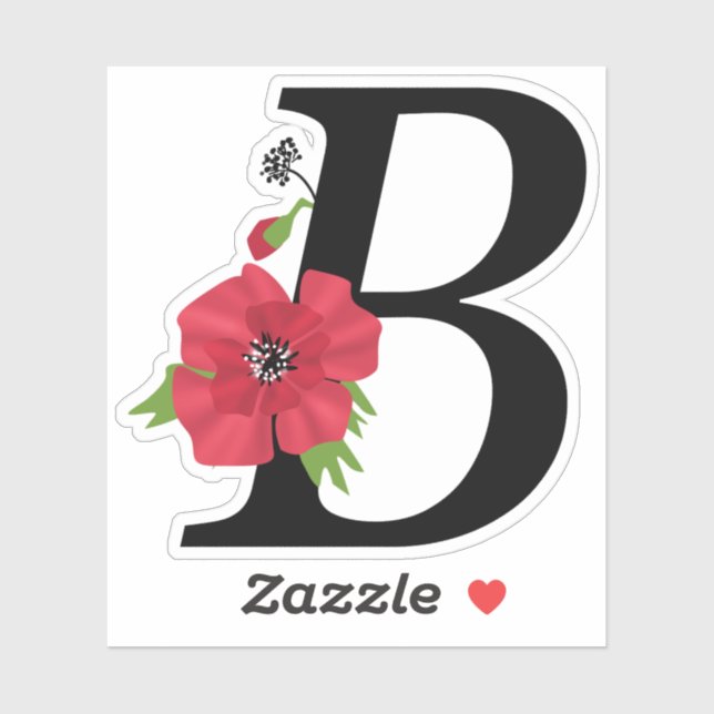 Sticker monogramme, alphabet, lettre Br, monogramme floral (Feuille)
