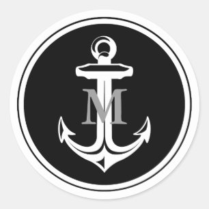 Sticker monogramme Ancre noire