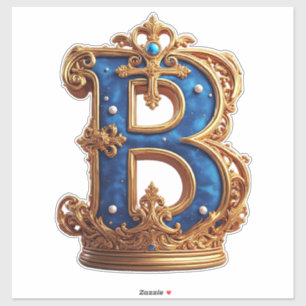 Sticker Monogramme B en lettre royale bleue