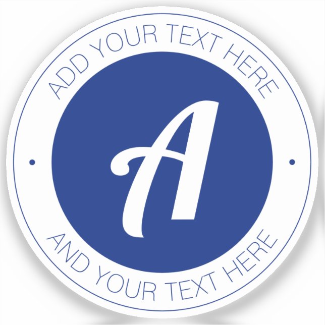 Sticker Monogramme bleu foncé ou ajouter un logo | transpa (Recto)