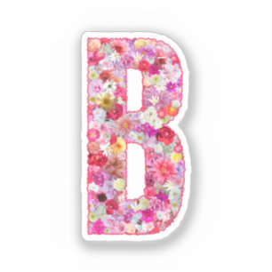 Sticker Monogramme botanique rose, initiale florale B