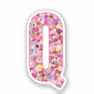 Sticker Monogramme botanique rose lettre florale initiale 