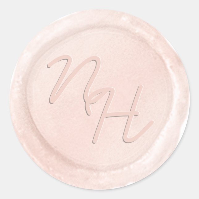Sticker monogramme Chic Blush Pink Wax Enveloppe (Devant)