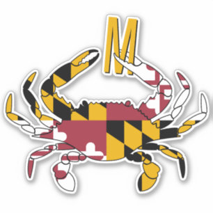 Sticker Monogramme Crabe Bleu Drapeau de l'État du Marylan