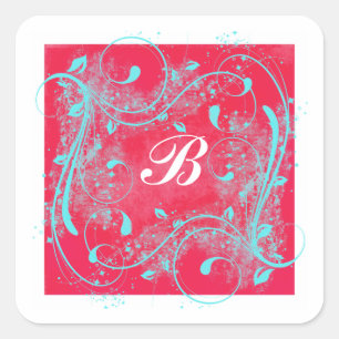 Sticker Monogramme de 1,5 po avec permules rouges 