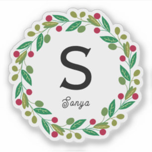Sticker Monogramme de couronne de Noël, Coupe de vinyle