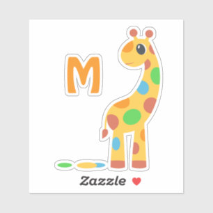 Sticker Monogramme de la Giraffe de dessin coloré