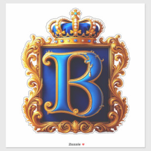 Sticker Monogramme de lettre B bleu royal