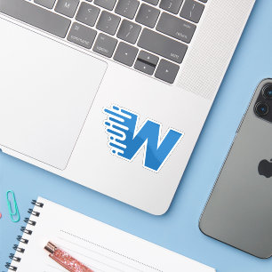 Sticker Monogramme de lettre W moderne et minimal bleu