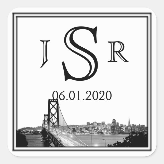 Sticker Monogramme de mariage de San Francisco (Devant)