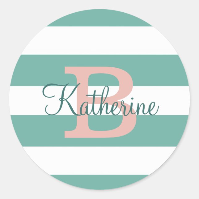 Sticker monogramme de menthe et de monogramme roux (Devant)