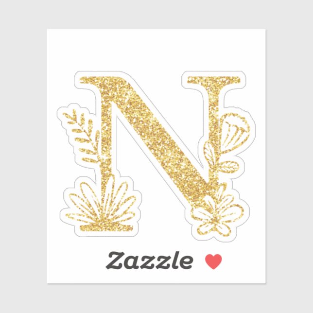 Sticker Monogramme de Parties scintillant d'or Initiale N  (Feuille)