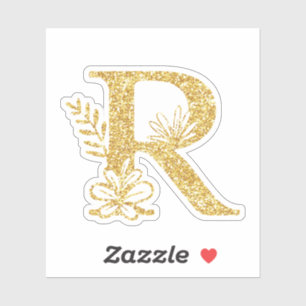 Sticker Monogramme de Parties scintillant d'or Initiale R