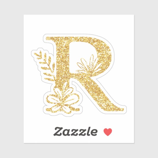 Sticker Monogramme de Parties scintillant d'or Initiale R  (Feuille)