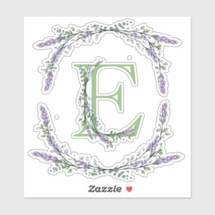 Sticker Monogramme E Lavande Eucalyptus