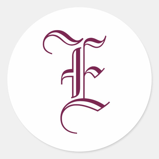 Sticker Monogramme "E" Vieux texte anglais Style_V (Devant)