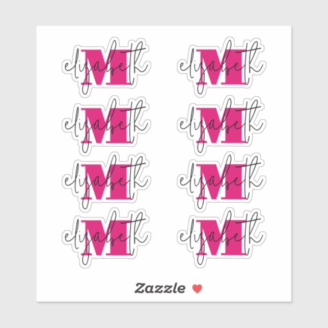 Sticker Monogramme élégant (Feuille)