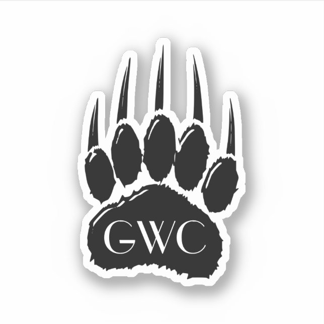 Sticker Monogramme Empreinte de patte de l'ours noir brill (Devant)