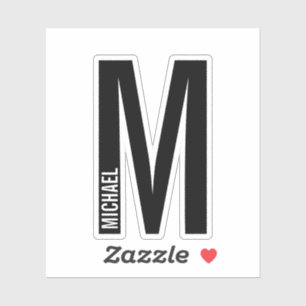 Sticker Monogramme et nom personnalisés modernes