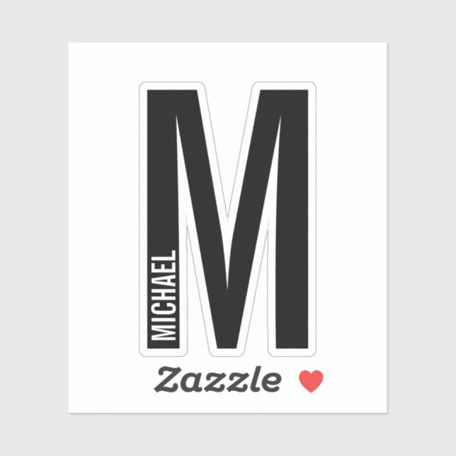 Sticker Monogramme et nom personnalisés modernes (Feuille)