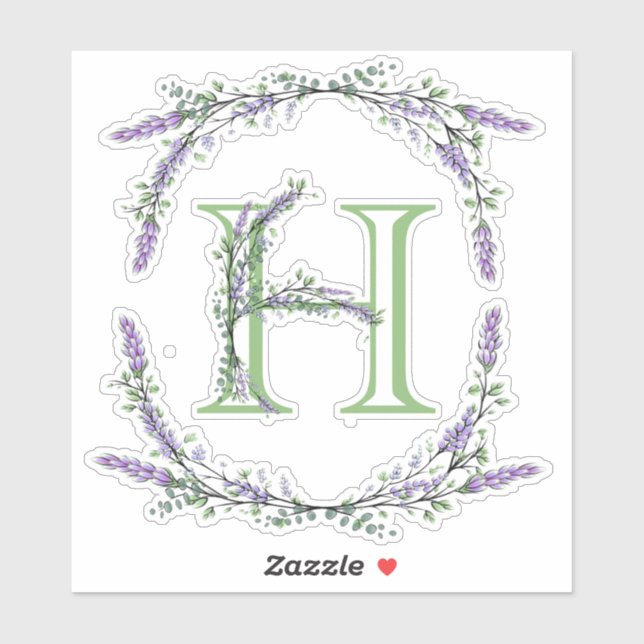 Sticker Monogramme H Lavande Eucalyptus (Feuille)
