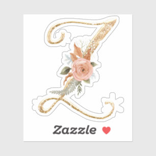 Sticker Monogramme initial Z Parties scintillant or Peony