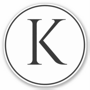 Sticker Monogramme Initiales Nom Noir Blanc Simple Minimal