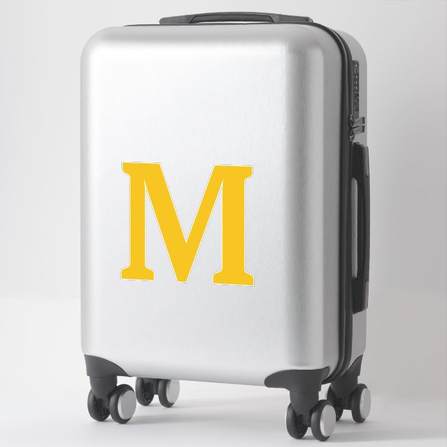 Sticker Monogramme jaune moutarde Initiales Nom Couleur pe (Sur valise)