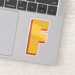 Sticker Monogramme lettre F, police initiale de type 3D gr