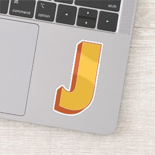 Sticker Monogramme lettre J, police initiale de type 3D gr