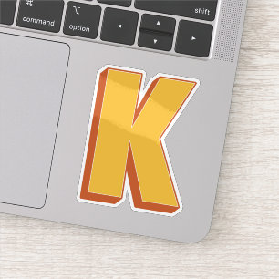 Sticker Monogramme lettre K, police initiale gras 3D
