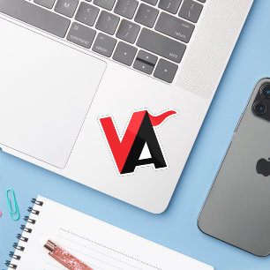 Sticker Monogramme lettre VA minimal classique rouge et no