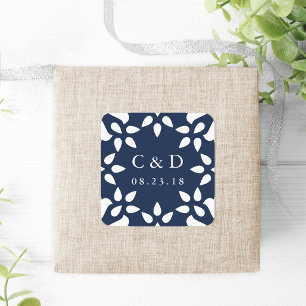 Sticker Monogramme Mariage Arabesque   Marine