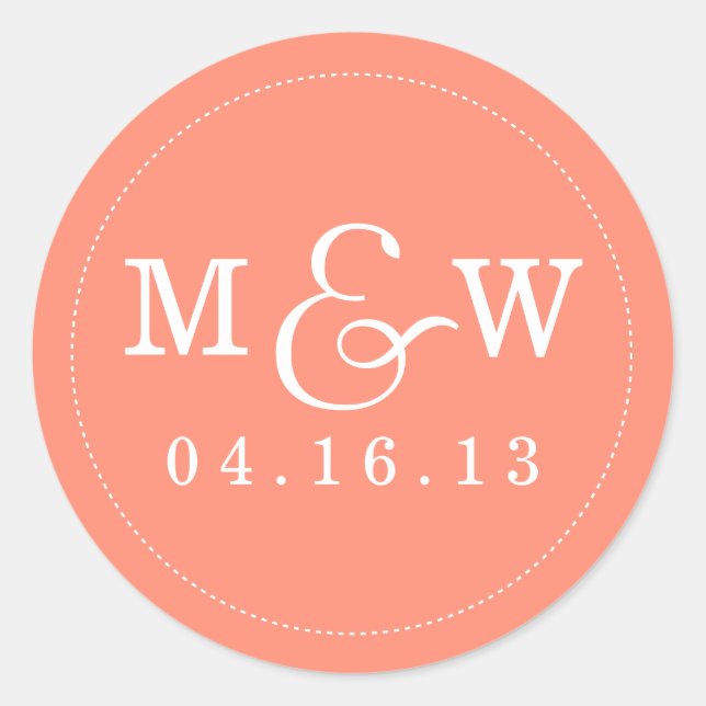 Sticker Monogramme Mariage de charme - Corail (Devant)