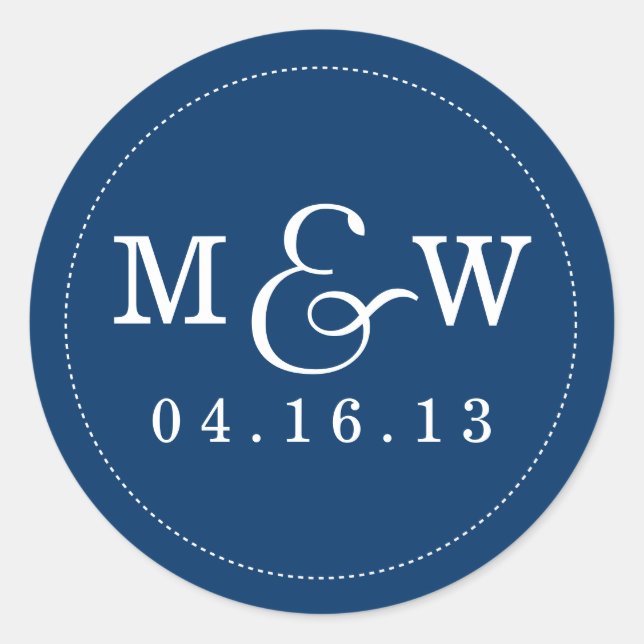 Sticker Monogramme Mariage de charme - Marine (Devant)
