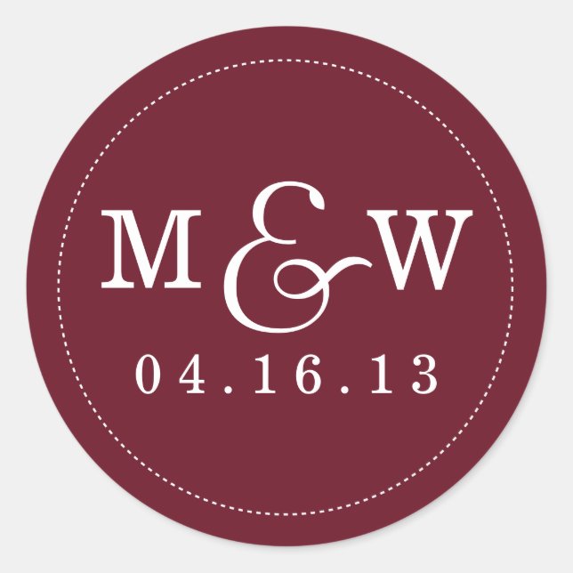 Sticker Monogramme Mariage de charme - Rouge Vin (Devant)