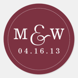 Sticker Monogramme Mariage de charme - Rouge Vin
