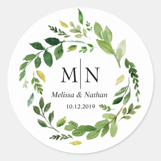 Sticker Monogramme Mariage de couronne de printemp (Devant)