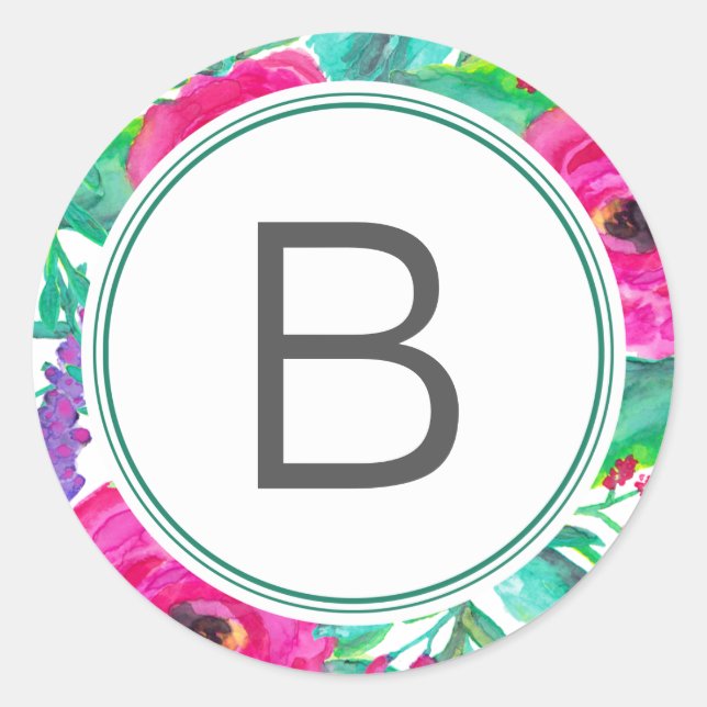 Sticker Monogramme Mariage de fleurs fraîches (Devant)
