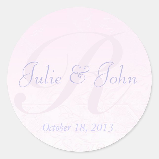 Sticker Monogramme mariage en soie rose Fleurs Dam (Devant)