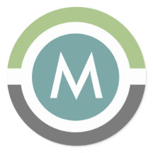 Sticker Monogramme moderne - Gris/Vert