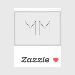 Sticker Monogramme Moderne Minimaliste Nom Initiales