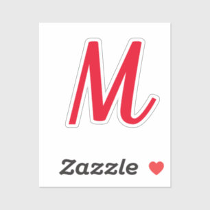Sticker Monogramme Nom initial Bold Bright Red Stylish Cut