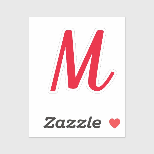 Sticker Monogramme Nom initial Bold Bright Red Stylish Cut (Feuille)