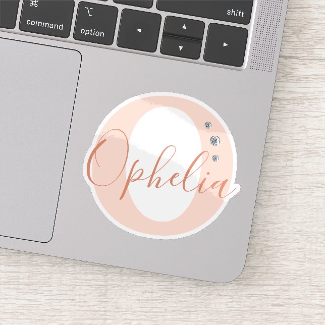 Sticker Monogramme Nom personnalisé Élégant Faux Diamonds (Détail)