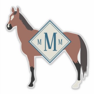 Sticker Monogramme personnalisé Baie Akhal Teke Horse Silh