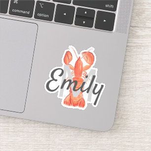 Sticker Monogramme personnalisé homard aquarelle
