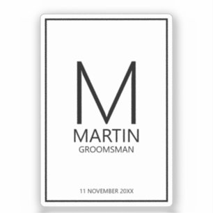 Sticker Monogramme personnalisé moderne et Groomsmen de no
